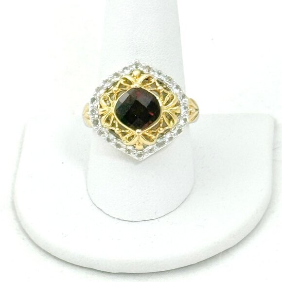 Victoria Wieck Vermeil & Sterling 2.97ct. Garnet & White Sapphire Ring - Size 10 - Picture 3 of 10